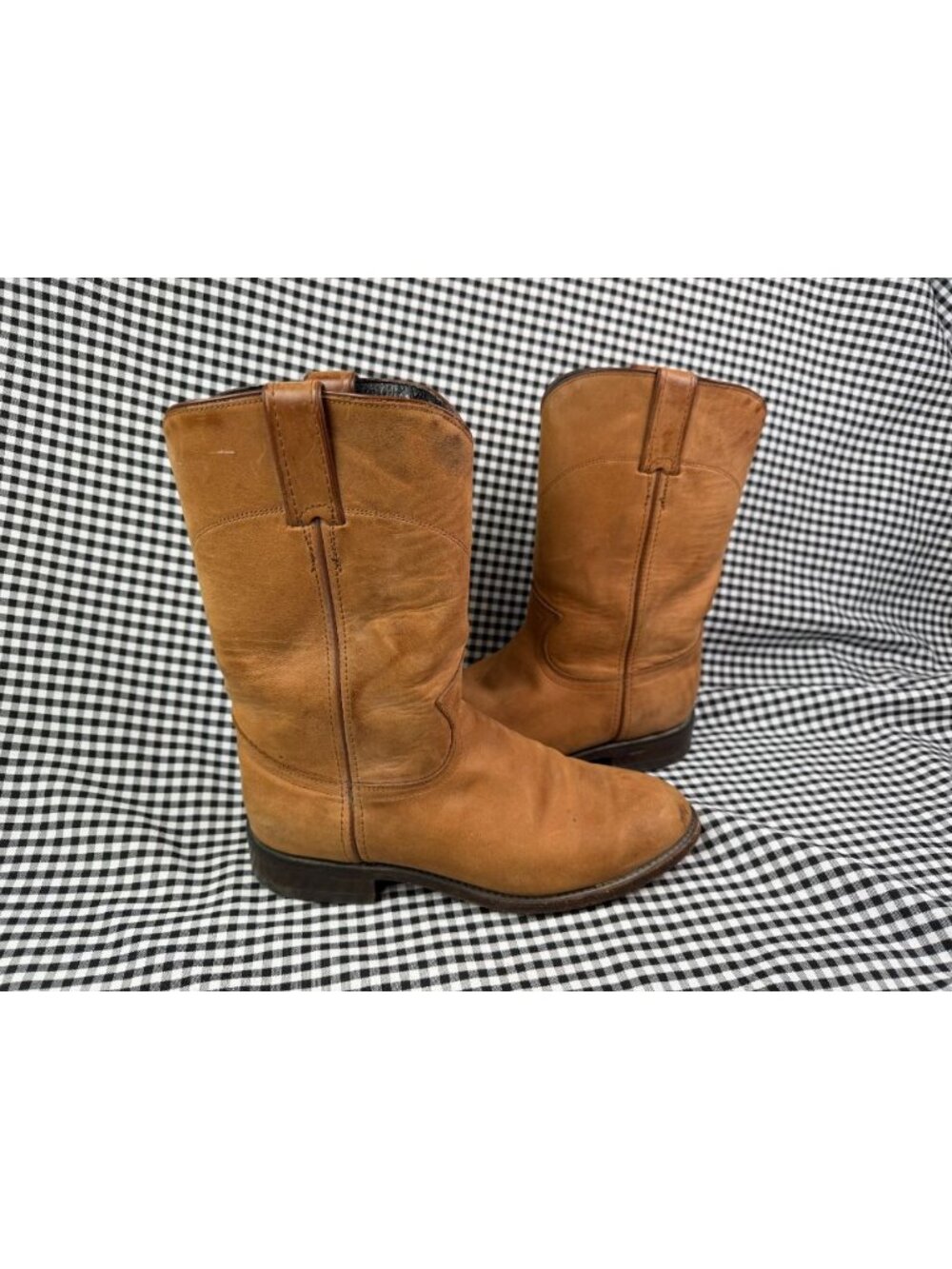 Vintage Dan Post Cowboy Boots Tan Leather Western Roper Women’s 8.5 USA